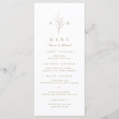 Goud, elegant, botanisch monogram bruiloft menu (Voorkant)