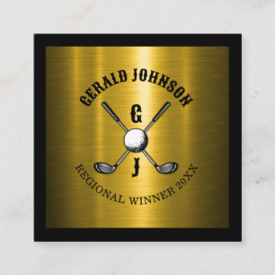Goud Elegant Custom Golf Monogram Ontwerp Vierkante Visitekaartje