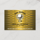 Goud Elegant Dames Golf Monogram Ontwerp Visitekaartje (Achterkant)