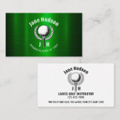 Goud Elegant Dames Golf Monogram Ontwerp Visitekaartje (Voorkant / Achterkant)