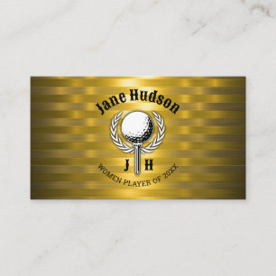 Goud Elegant Dames Golf Monogram Ontwerp Visitekaartje
