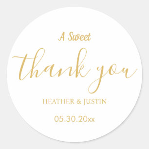 Goud Elegant Een Lief Dank u Trouwgunst Ronde Sticker