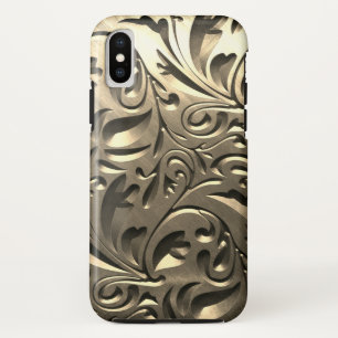 Goud elegant gegraveerd metaal ziet er abstract ui iPhone XS hoesje