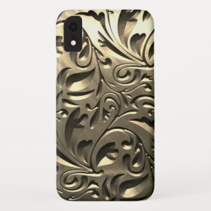 Goud elegant gegraveerd metaal ziet er abstract ui iPhone XR hoesje