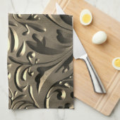 Goud elegant gegraveerd metaal ziet er abstract ui theedoek (Quarter Fold)