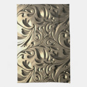 Goud elegant gegraveerd metaal ziet er abstract ui theedoek (Verticaal)