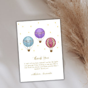 Goud Elegant  Hete Luchtballon Baby shower Bedankkaart