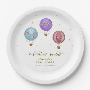 Goud Elegant  Hete Luchtballon Baby shower Papieren Bordje