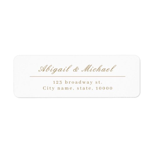 Goud elegant klassiek calligrafie-retouradres etiket (Voorkant)