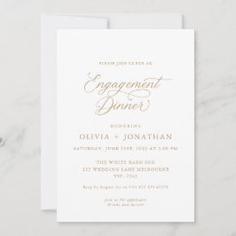 Goud Elegant Modern Kalligrafie Verloving Diner Kaart
