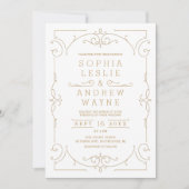 Goud elegant modern klassiek wijnjaar bruiloft kaart (Voorkant)