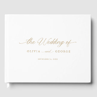 Goud Elegant Modern Script Kalligrafie Gastenboek