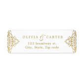 Goud elegant retouradres van de bruiloft etiket (Voorkant)