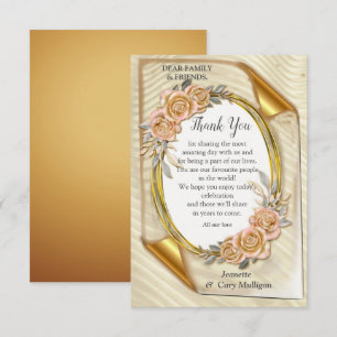 Goud Elegant Ripple Effect & Rozen Bladeren en Vog RSVP Kaartje