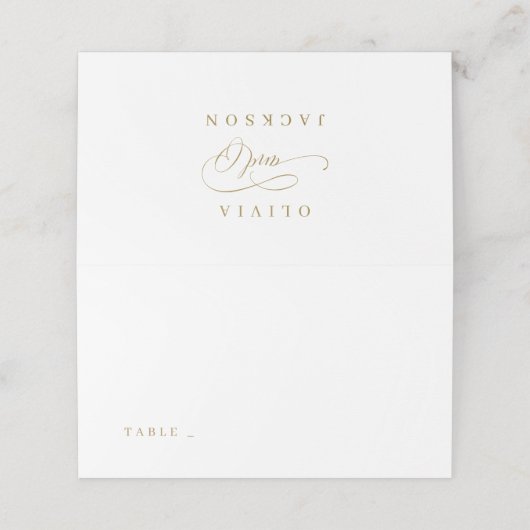 Goud, elegant romantisch script bruiloft (Buitenkant ongevouwen)