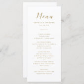 Goud, elegant romantisch script bruiloft menu (Voorkant / Achterkant)