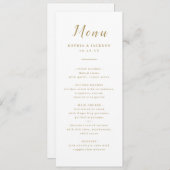 Goud, elegant romantisch script bruiloft menu (Voorkant / Achterkant)