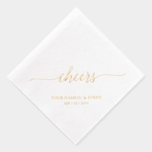 Goud Elegant Stylish Lettering Cheers Event Folie Servetten
