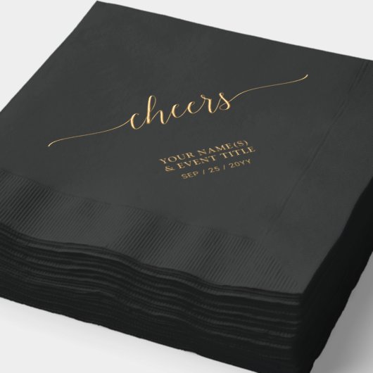 Goud | Elegant Stylish Lettering Cheers Event Folie Servetten (Detail)