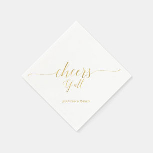 Goud Elegant Stylish Lettering Cheers Y' all Servet