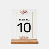 Goud Elegant Trouwtafel Nummer Kaart Acryl Bord (Voorkant)