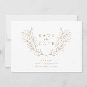 Goud Elegante Eenvoudige Kersen Bloeiende Bloesem  Save The Date