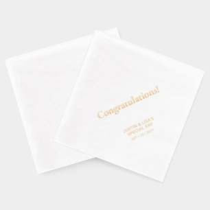 Goud   Elegante stijlvolle lettering Gefeliciteerd Folie Servetten
