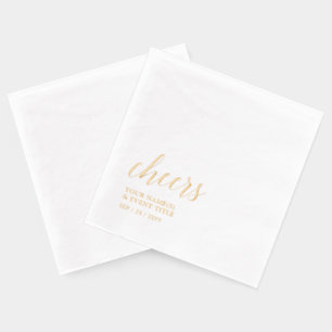 Goud   Elegante stijlvolle lettertypografie Cheers Folie Servetten