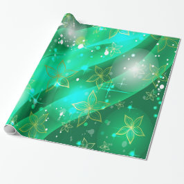 Goud & Emerald Bloemen Sparkle Patroon Cadeaupapier