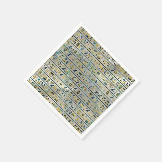 Goud en Abalone Egyptische hiërogliefen op parel Servetten (Hoek)