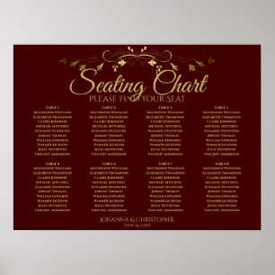 Goud en Auburn Brown 8-tafel-weduwenkaart Poster