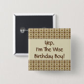 Goud en beige met donkerbruin vierkante button 5,1 cm (Voorkant /achterkant)