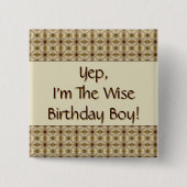 Goud en beige met donkerbruin vierkante button 5,1 cm (Voorkant)