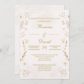 Goud en Beige Spaanse bruiloft uitnodiging (Voorkant / Achterkant)