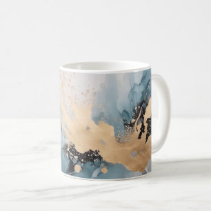 Goud en blauw abstract koffiemok