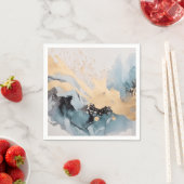 Goud en blauw abstract servet (Insitu)