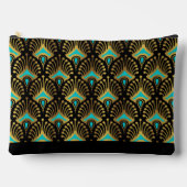 Goud en Blauw Art Deco Patroon Monogram Duffle Ba Etui (Voorkant)