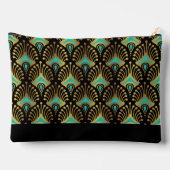 Goud en Blauw Art Deco Patroon Monogram Duffle Ba Etui (Achterkant)