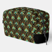 Goud en Blauw Art Deco Patroon Monogram Duffle Ba Toilettasje (Rechterhoek)