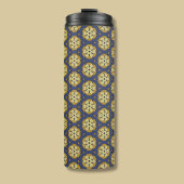 Goud en Blauw Bloemen en Teardrop Patroon Thermosbeker