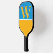 Goud en blauw College Monogram Pickleball Paddle (Links)