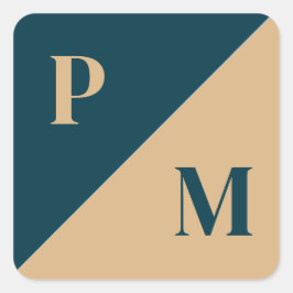 Goud en blauw contrasten aangepaste initialen vierkante sticker