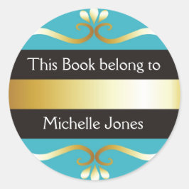 Goud en blauw Dit boek behoort tot de boekenplaten Ronde Sticker