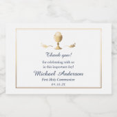 Goud en blauw eerste communiqué sparkling wijnetiket (Enkel label)