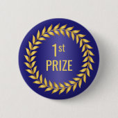 Goud en blauw eerste prijs ronde button 5,7 cm (Voorkant)