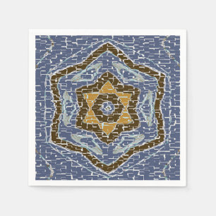 Goud en blauw geometrisch gekraakt ontwerp servet