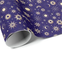 Goud en Blauw Hemels Cadeaupapier