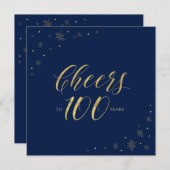 Goud en blauw | Moderne 100e verjaardag op het ple Kaart (Voorkant / Achterkant)
