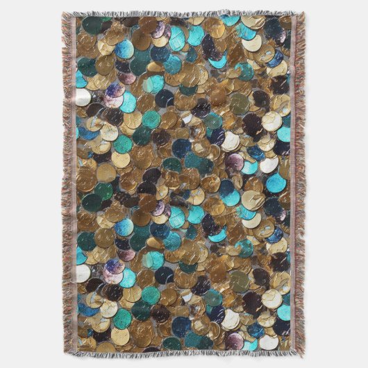 Goud en blauw Sequins brandend man Deken (Voorkant Verticaal)