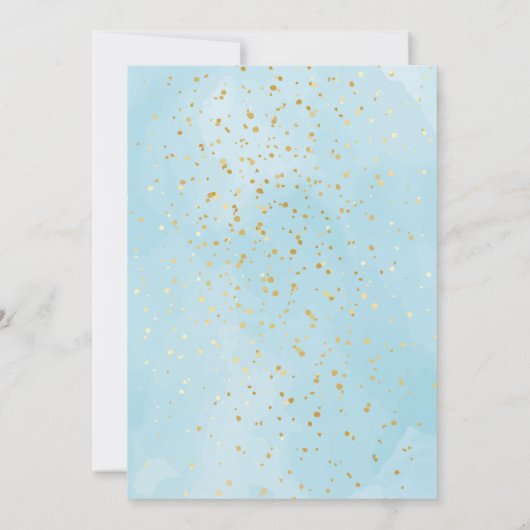 Goud en blauw Waterverf Bedankkaart (Achterkant)